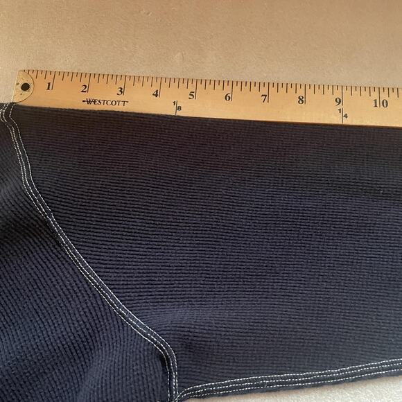 American Eagle Shirt Men XL Navy Blue Y2K Waffle Thermal Cotton Long Sleeve Logo - Picture 7 of 12